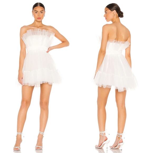 Katie May Elle Strapless Tulle Ivory White Mini Dress Size Small - Picture 1 of 16